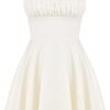 White Square Neck Skater Mini Dress.