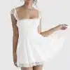 White Square Neck Skater Mini Dress